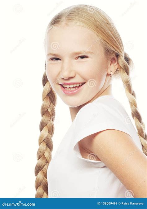 Beautiful European Blonde Girl With Braids Stock Image Image Of White Angry 138009499