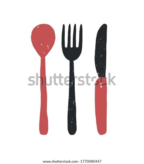Cutlery Illustration Vector Objects Black Red Stock Vector Royalty