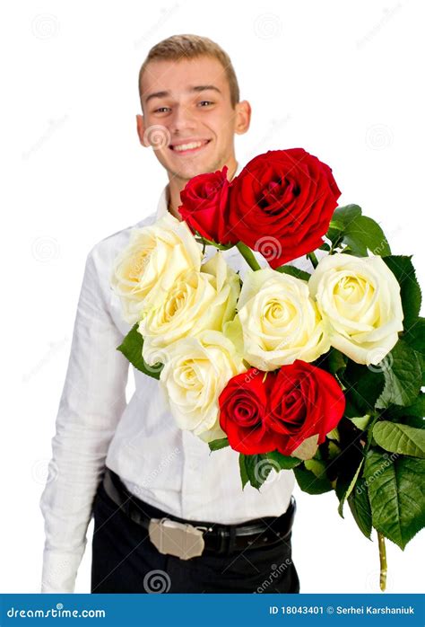 Young Man With Rose Stock Image Image Of Good Lover 18043401