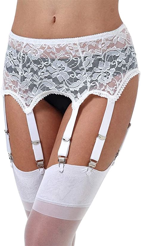 Amazon Com Mesh Garter Belt Sexy Lace Suspender Belt With Six Straps