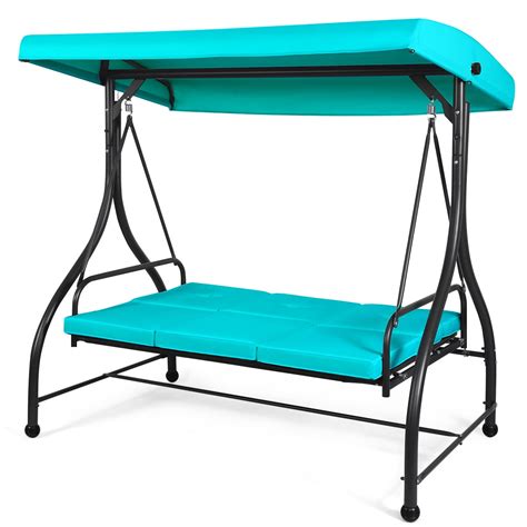 Topbuy 3 Person Porch Swing Hammock Bench Chair Outdoor With Canopy
