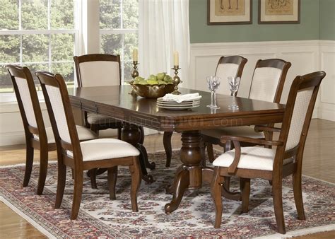 Cherry Finish Double Pedestal Formal Dining Table Woptions