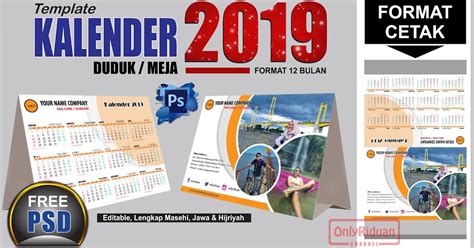 Template Kalender Duduk 2019 Di Photoshop