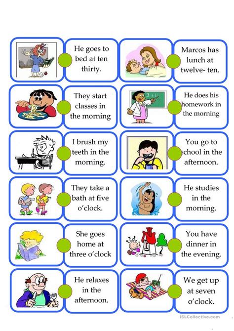 esl daily routines worksheets