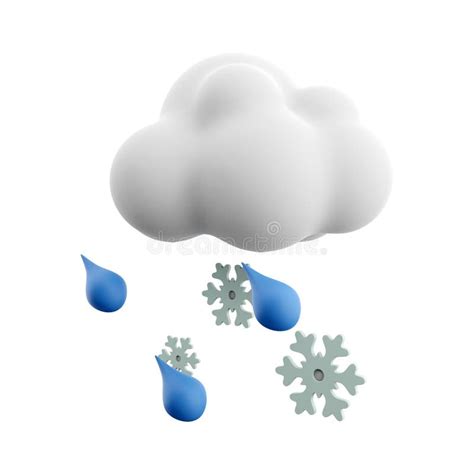 3d Rendering Cloud And Rain With Snow Icon 3d Render Snowly Rainy
