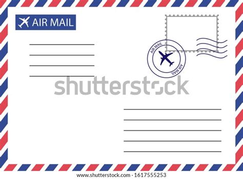 Airmail Envelope Red Blue Strips Blank Stock Vector Royalty Free
