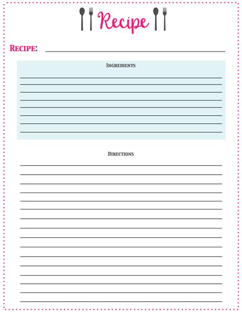 Printable Recipe Template Full Page Printable Templates
