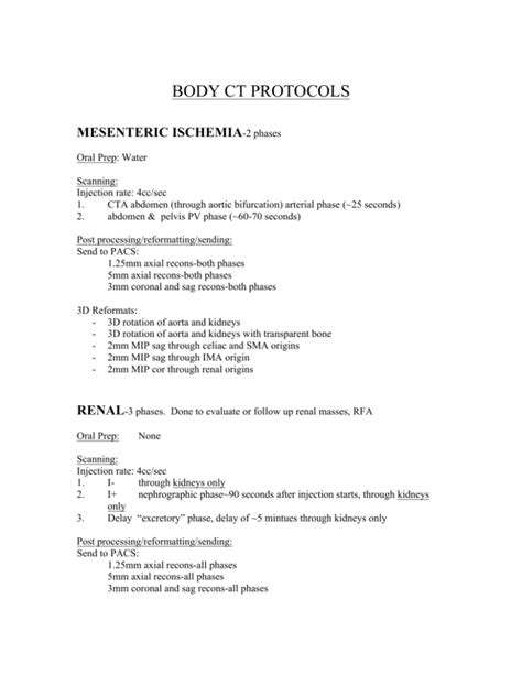 Body Ct Protocols