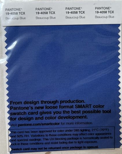 Pantone Tcx Cotton Swatch Card 19 4058 Tcx Beaucoup Blue