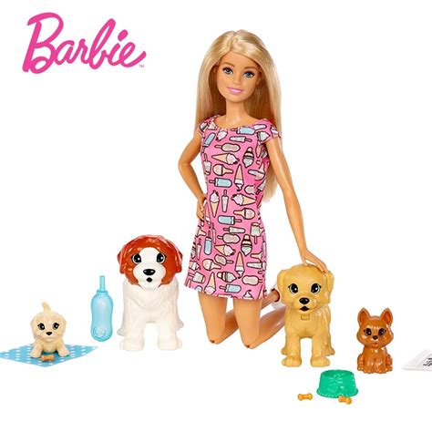 Original Barbie Newborn Pups Doll And Pets Toy Set Genuine Dog Baby Care