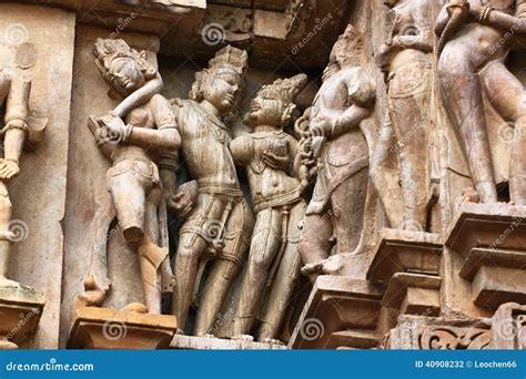 Khajuraho Temples And Their Erotic Sculptures India Stock Photo