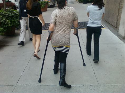 Girl On Crutches Ny Ny 2012 Check Out That Crazy Shoe