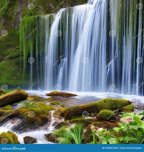 555 Enchanted Waterfall A Mystical And Enchanting Background Featuring
