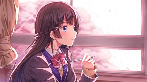Download 1920x1080 Anime Girl Classroom Brown Hair