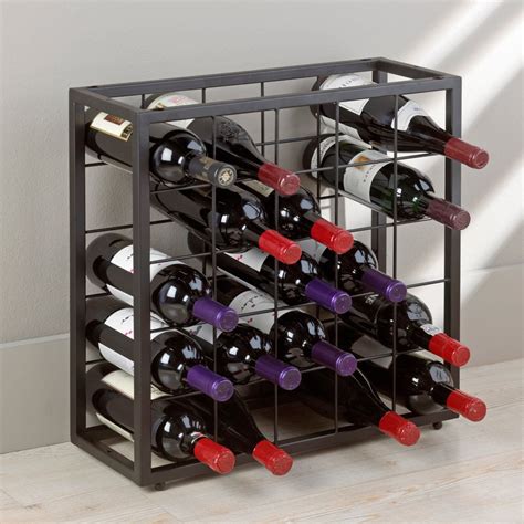 Black Steel 25 Bottle Stackable Wine Grid Vino Grotto Wine Rack