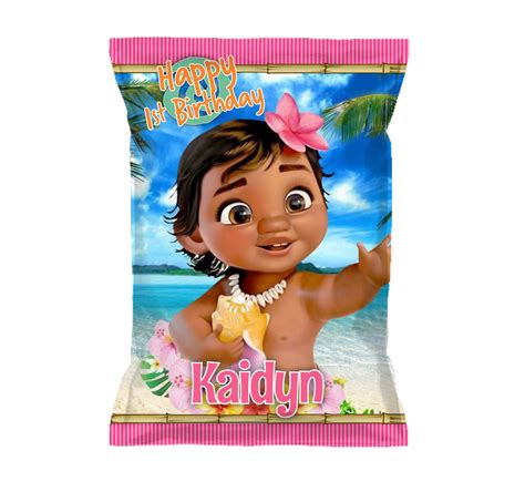 Moana Beach Party Baby Moana Custom Chip Bags Snack Bags Etsy Chip