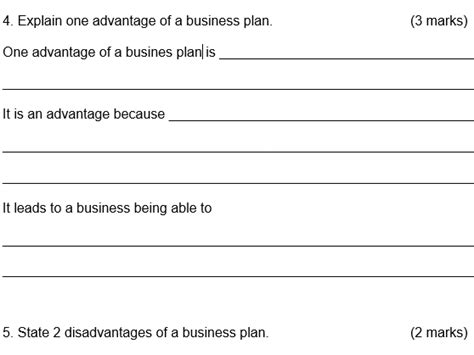 Business Plan Worksheet And Answers Teaching Resources