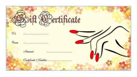 A Free Printable Manicure T Certificate Template The 2nd Nail Salon