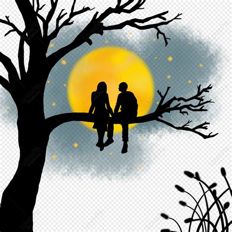 Photo De Silhouette De Couple De Nuit Valentine 520 Couple Graphique