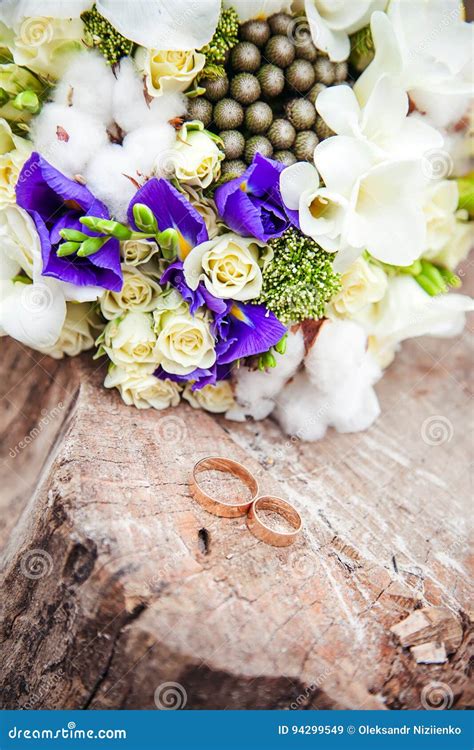 wedding bouquet with rings stock image image of flowers 94299549