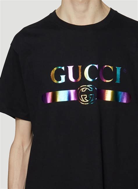 Gucci Cotton Hologram Logo T Shirt In Black For Men Lyst