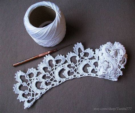 wide lace crochet edging kant border for collar and dress hem handmade crochet lacy decor for