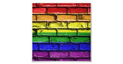 Colorful Lgbt Rainbow Pride Flag Brick Wall Photo Print