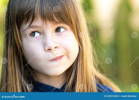 Pensive Cute Brunette Girl In Park Stock Image Image Of Frustration