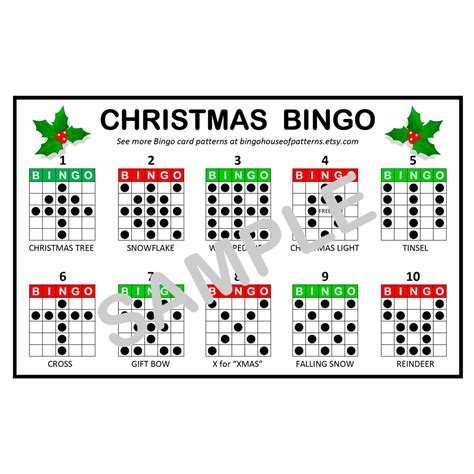 Christmas Holiday Bingo Card Patterns For Really Fun Bingo Games Bingo