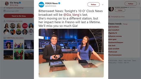 Gia Vang Leaves Anchor Spot At Kmph Fox 26 The Fresno Bee