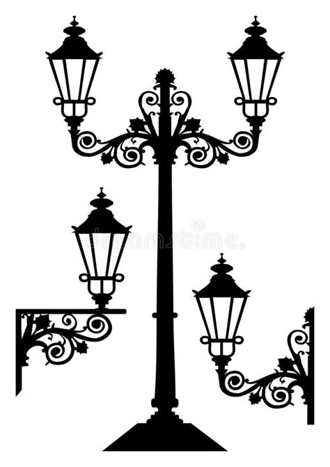 Antique Vector Street Lights Set Of Vector Street Lamp Silhouettes