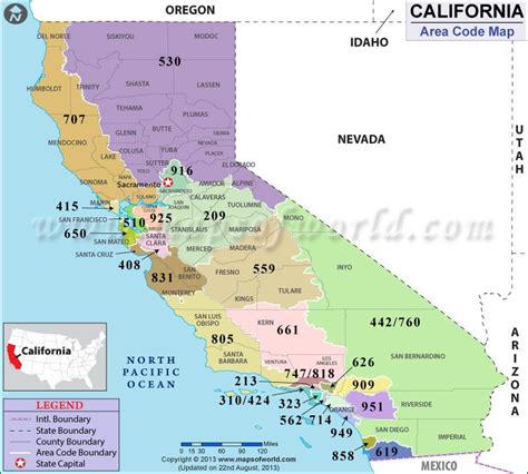 California Area Codes California Map California Travel Road Trips