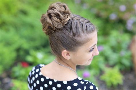 Braided updo for medium length hair. Double-French Messy Bun Updo - Cute Girls Hairstyles