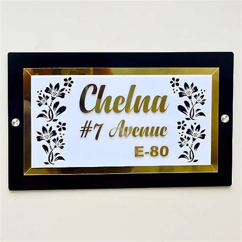 Buy Icreations Personalised Home Name Plate With Golden Acrylic
