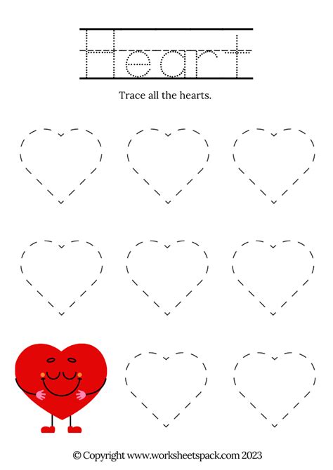 Free Heart Tracing Worksheet Worksheetspack