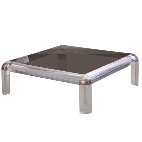 Lucite Chrome And Smoked Glass Square Coffee Table Karl Springer Style Coffee Table Square