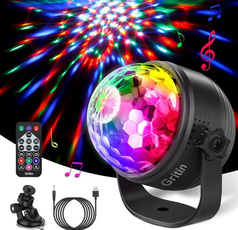 Gritin Disco Lights Sound Activated Disco Ball Party Lights 15 Rgbp