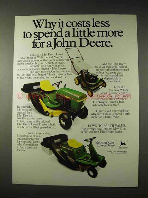 1981 John Deere 111 Lawn Tractor 68 Riding Mower Ad Bn0785