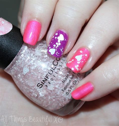 Sinful Colors Valentines Day Nail Art Manicure With Hearts Using