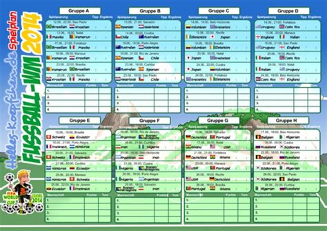 Ob der spielplan für nächstes jahr noch der gleiche sind wird, hat die uefa noch nicht bekannt gegeben. Fußball-WM 2014 Spielplan als PDF zum Ausdrucken