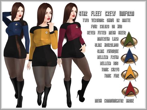 Second Life Marketplace Sexy Starfleet Crew Uniform And Boots Womens