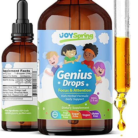 Genius Drops For Kids Natural Focus Aid And Kids Focus Supplements For