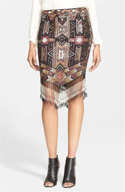 Haute Hippie Embellished Fringed Skirt With Images Haute Hippie