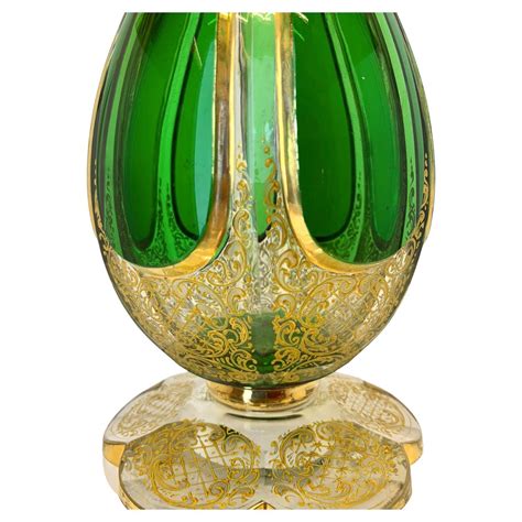 Antique Bohemian Moser Overlay Gilded Glass Decanter 19th Century 40 Cm For Sale At 1stdibs