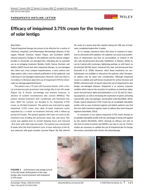 Efficacy Of Imiquimod 375 Cream For The Treatment Of Solar Lentigo