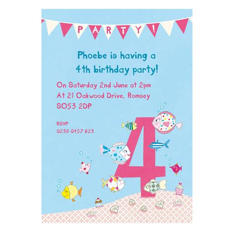 personalised fourth birthday party invitations by made by ellis