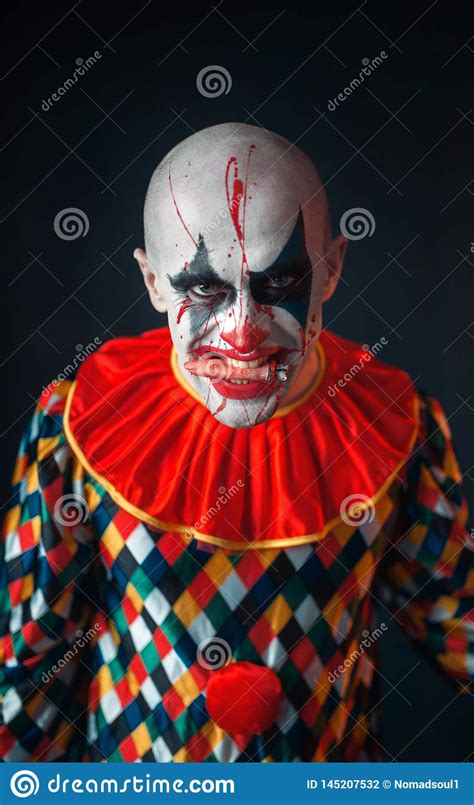 Portrait Of Mad Bloody Clown Face In Blood Stock Photo Image Of