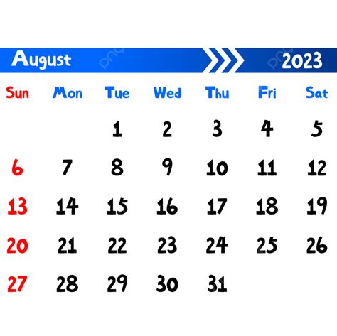 Kalender 2023 Agustus Biru Kalender 2023 Kalender Agustus Png Dan Vektor Dengan Background