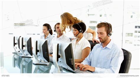 Supervisor Checking On Call Centre Employees Stock Video Footage 4701485