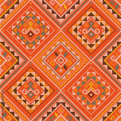 Filipino Folk Art Yakan Cloth Inspired Vector Seamless Pattern